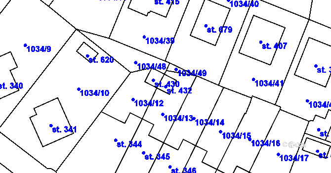 Parcela st. 432 v KÚ Jistebnice, Katastrální mapa