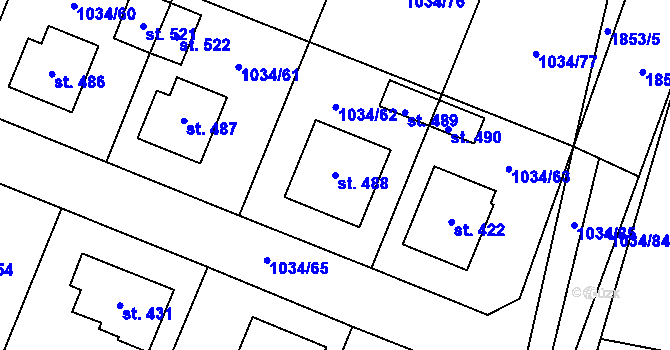 Parcela st. 488 v KÚ Jistebnice, Katastrální mapa