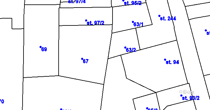 Parcela st. 64 v KÚ Jistebnice, Katastrální mapa