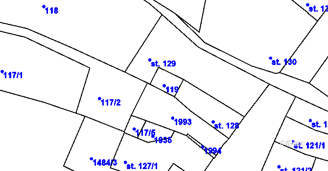 Parcela st. 119 v KÚ Jistebnice, Katastrální mapa