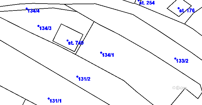 Parcela st. 134/1 v KÚ Jistebnice, Katastrální mapa