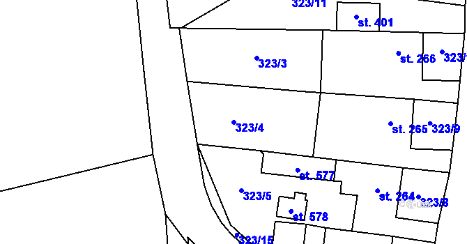 Parcela st. 323/4 v KÚ Jistebnice, Katastrální mapa