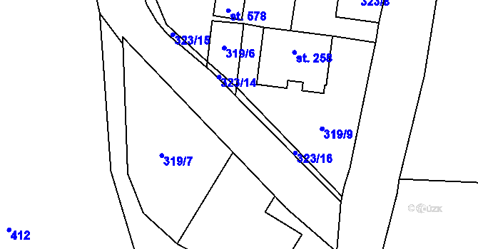 Parcela st. 323/6 v KÚ Jistebnice, Katastrální mapa