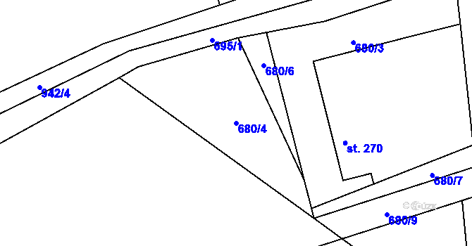Parcela st. 680/4 v KÚ Jistebnice, Katastrální mapa