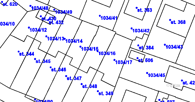 Parcela st. 1034/16 v KÚ Jistebnice, Katastrální mapa