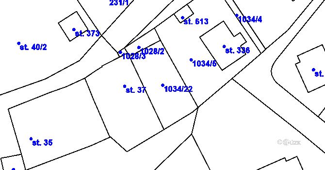 Parcela st. 1034/22 v KÚ Jistebnice, Katastrální mapa