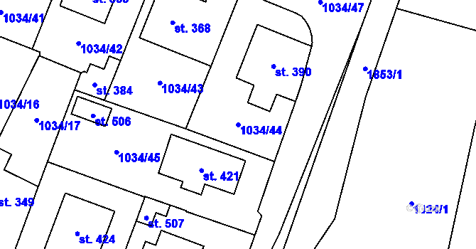 Parcela st. 1034/44 v KÚ Jistebnice, Katastrální mapa