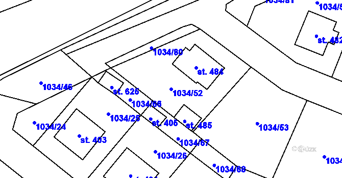 Parcela st. 1034/52 v KÚ Jistebnice, Katastrální mapa