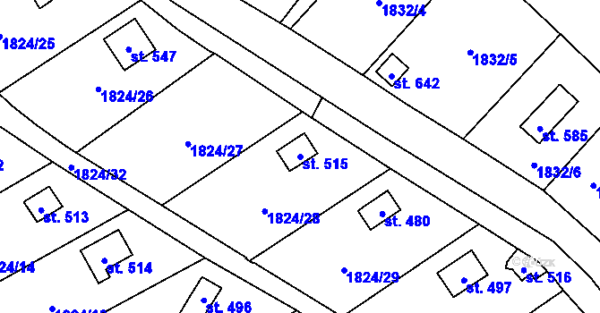 Parcela st. 515 v KÚ Jistebnice, Katastrální mapa