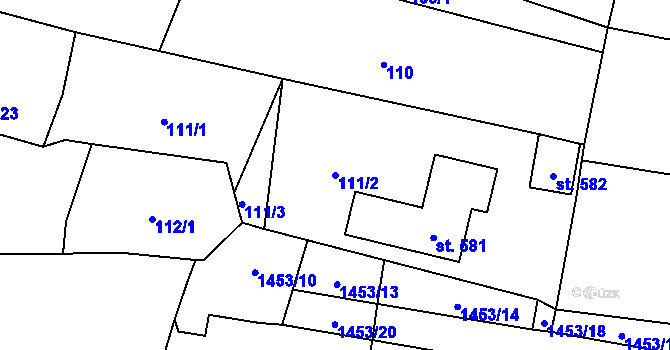 Parcela st. 111/2 v KÚ Jistebnice, Katastrální mapa