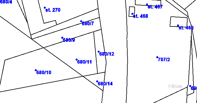 Parcela st. 680/12 v KÚ Jistebnice, Katastrální mapa