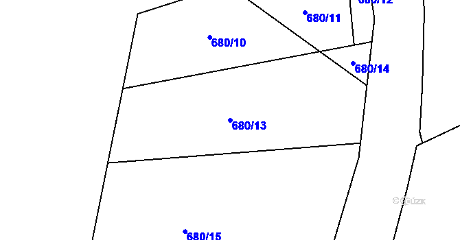 Parcela st. 680/13 v KÚ Jistebnice, Katastrální mapa