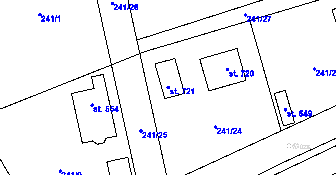 Parcela st. 721 v KÚ Jistebnice, Katastrální mapa