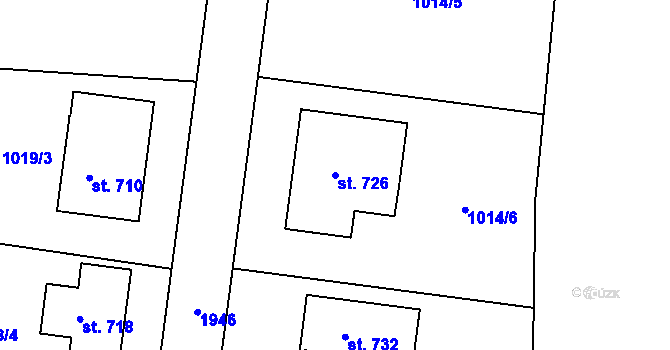 Parcela st. 726 v KÚ Jistebnice, Katastrální mapa