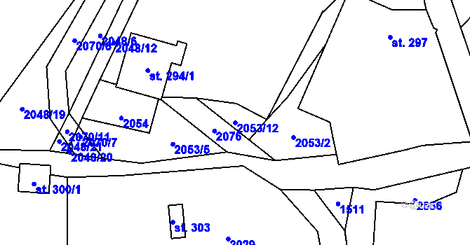Parcela st. 2053/12 v KÚ Plechov, Katastrální mapa