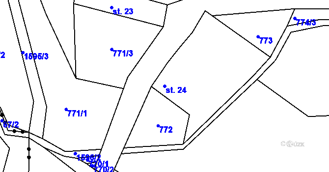 Parcela st. 24 v KÚ Zvěstonín, Katastrální mapa