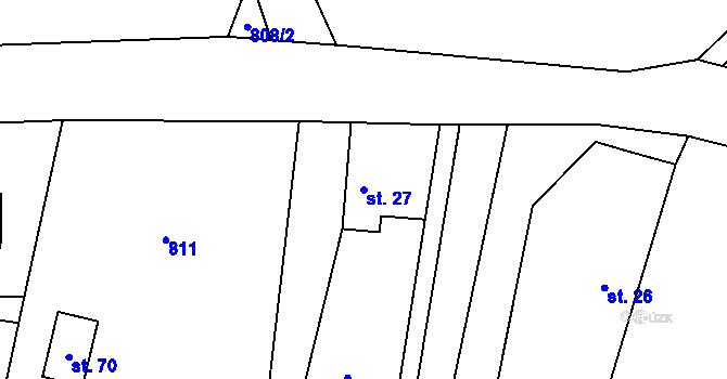 Parcela st. 27 v KÚ Zvěstonín, Katastrální mapa