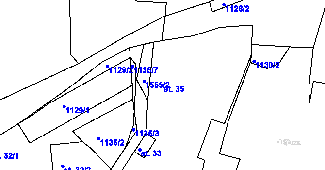 Parcela st. 35 v KÚ Zvěstonín, Katastrální mapa
