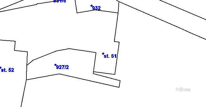 Parcela st. 51 v KÚ Zvěstonín, Katastrální mapa