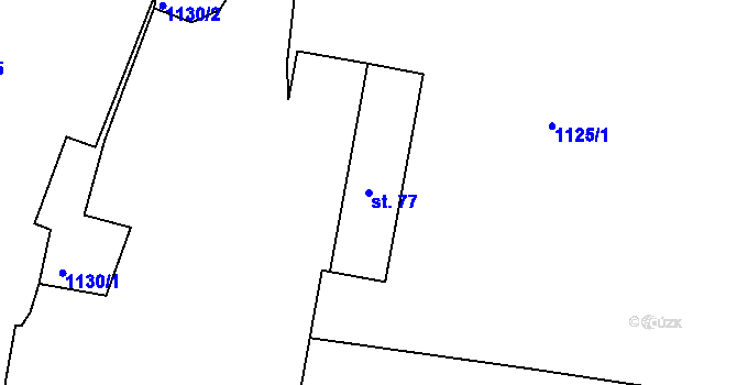Parcela st. 77 v KÚ Zvěstonín, Katastrální mapa