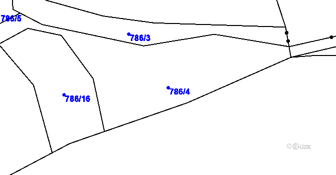 Parcela st. 786/4 v KÚ Zvěstonín, Katastrální mapa