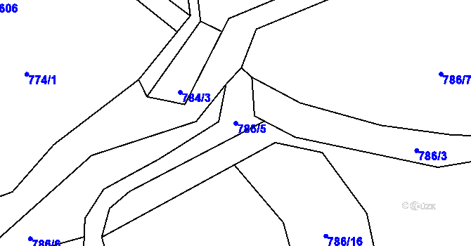 Parcela st. 786/5 v KÚ Zvěstonín, Katastrální mapa