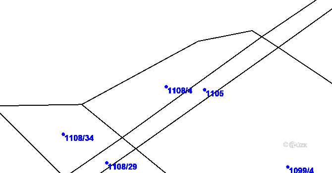 Parcela st. 1108/4 v KÚ Zvěstonín, Katastrální mapa