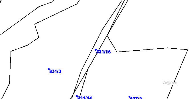 Parcela st. 831/15 v KÚ Zvěstonín, Katastrální mapa