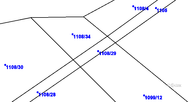 Parcela st. 1108/29 v KÚ Zvěstonín, Katastrální mapa