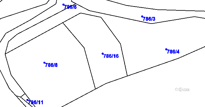 Parcela st. 786/16 v KÚ Zvěstonín, Katastrální mapa