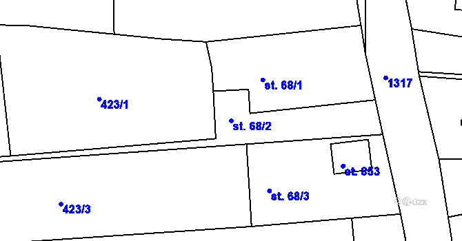 Parcela st. 68/2 v KÚ Jistebník, Katastrální mapa
