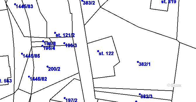 Parcela st. 122 v KÚ Jistebník, Katastrální mapa
