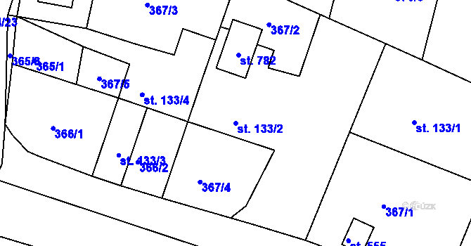 Parcela st. 133/2 v KÚ Jistebník, Katastrální mapa