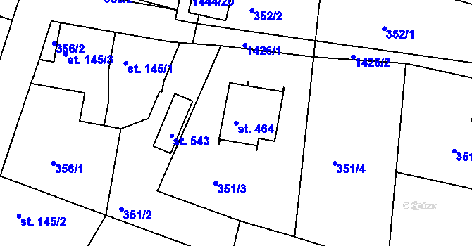 Parcela st. 464 v KÚ Jistebník, Katastrální mapa
