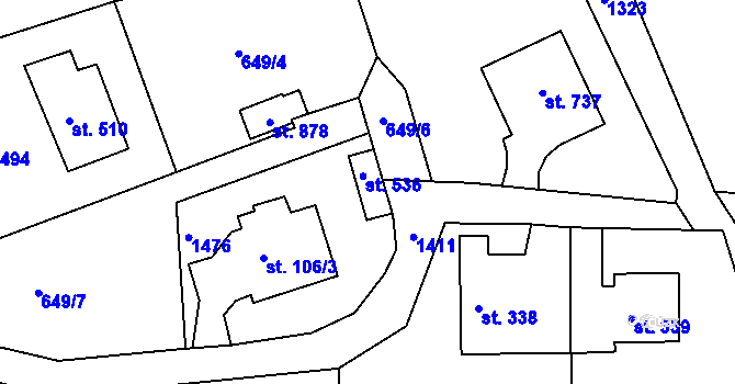 Parcela st. 536 v KÚ Jistebník, Katastrální mapa