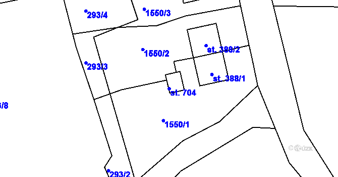 Parcela st. 704 v KÚ Jistebník, Katastrální mapa