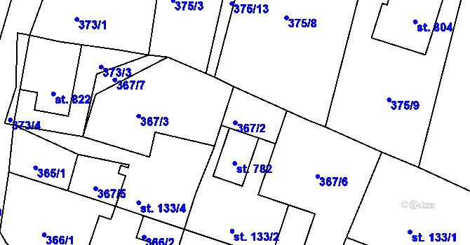 Parcela st. 367/2 v KÚ Jistebník, Katastrální mapa