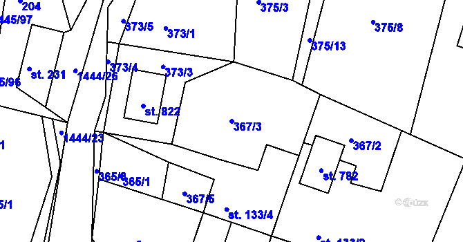 Parcela st. 367/3 v KÚ Jistebník, Katastrální mapa
