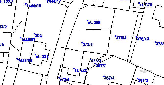 Parcela st. 373/1 v KÚ Jistebník, Katastrální mapa