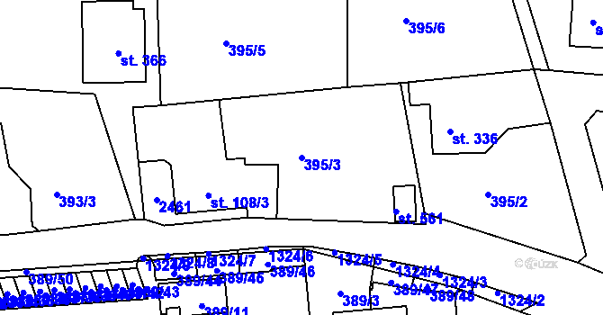 Parcela st. 395/3 v KÚ Jistebník, Katastrální mapa
