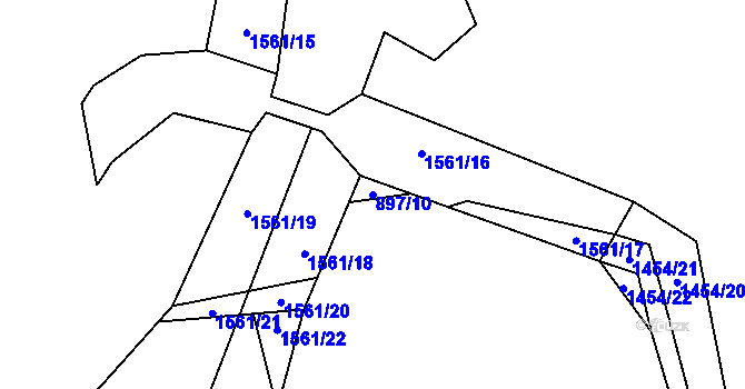 Parcela st. 897/10 v KÚ Jistebník, Katastrální mapa
