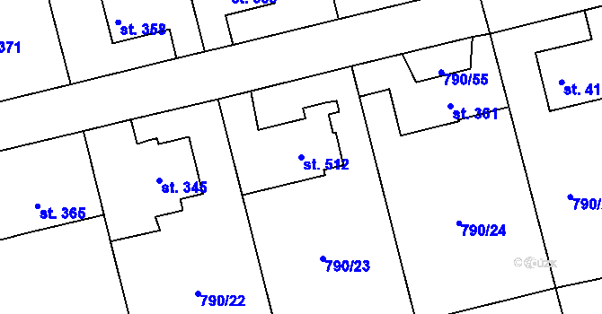 Parcela st. 512 v KÚ Jistebník, Katastrální mapa
