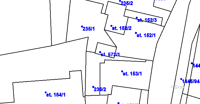 Parcela st. 572/1 v KÚ Jistebník, Katastrální mapa