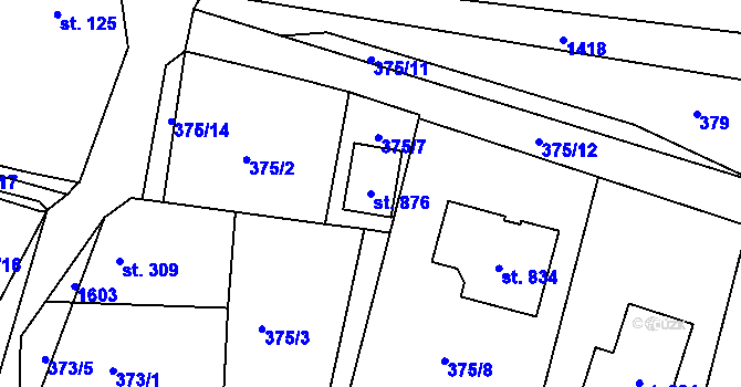 Parcela st. 876 v KÚ Jistebník, Katastrální mapa