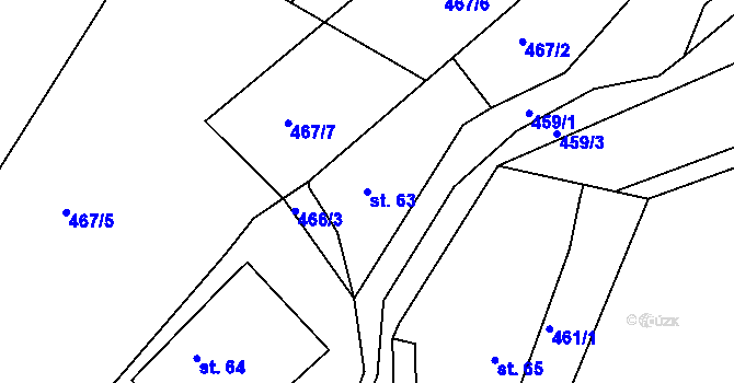 Parcela st. 63 v KÚ Jivany, Katastrální mapa