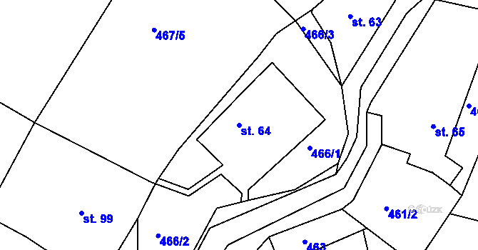 Parcela st. 64 v KÚ Jivany, Katastrální mapa