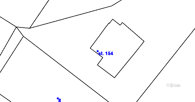 Parcela st. 154 v KÚ Jivany, Katastrální mapa