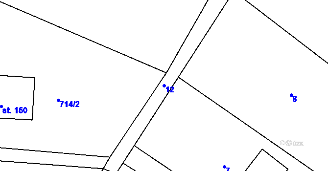 Parcela st. 12 v KÚ Jivany, Katastrální mapa