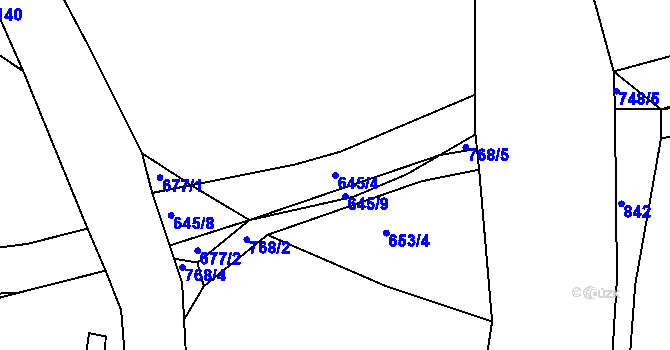 Parcela st. 645/4 v KÚ Jivany, Katastrální mapa