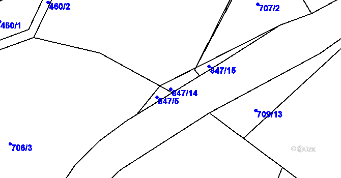 Parcela st. 847/14 v KÚ Jivany, Katastrální mapa